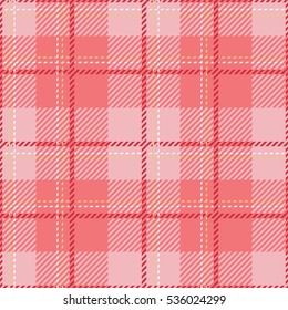 Tartan seamless vector patterns in pink-yellow colors