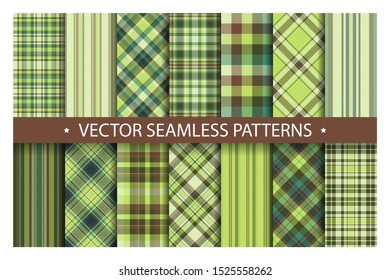 Tartan set pattern seamless plaid vector. Geometric background fabric texture. Modern check fashion template for textile print, wrapping paper, gift card, wallpaper flat design.