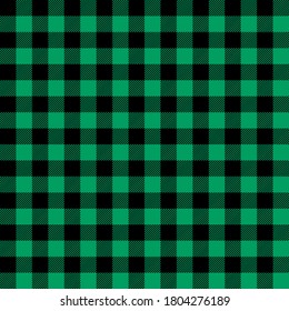 Tartan Shamrock Green plaid. Scottish pattern in black and green cage. Scottish cage. Traditional Scottish checkered background. Seamless fabric texture. Vector illustration