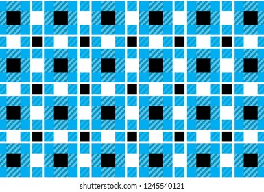 Tartan sky blue,white and black pattern plaid.Vector illustration.EPS-10.