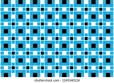 Tartan sky blue,white and black pattern plaid.Vector illustration.EPS-10.
