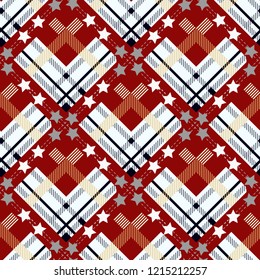 Tartan with star seamless. Tartan, plaid pattern vector background. Folk Retro. Tartan pattern. eps10