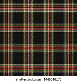 Tartan Stewart Royal  plaid. Scottish pattern in green, red and black cage. Scottish cage. Traditional Scottish checkered background. Seamless fabric texture. Vector illustration