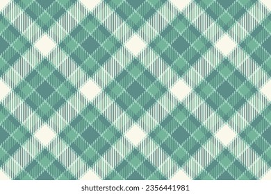 Tartan textile background of check texture seamless with a pattern vector fabric plaid in teal and mint colors.