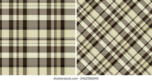 Tartan textile background of seamless pattern check with a vector fabric plaid texture. Set in coffee colours. Greeting card designs.