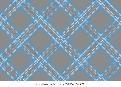 Tartan textile check of fabric pattern vector with a texture seamless plaid background in cyan and grey colors.