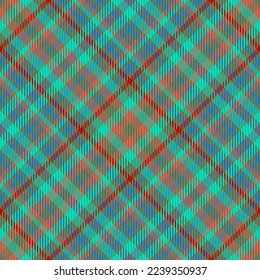 Tartan textile fabric. Pattern seamless background. Check texture vector plaid in red and blue colors.