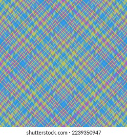 Patrón textil tartán. La comprobación del tejido es perfecta. Fondo vectorial de textura chapado en colores azul y amarillo.