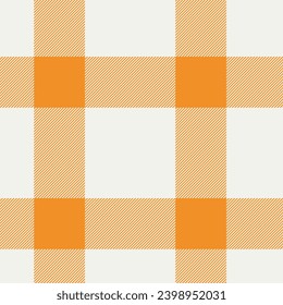 Tartan textile pattern of plaid vector seamless with a fabric background texture check in white and orange colors.
