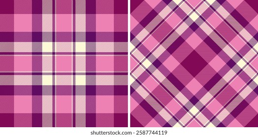 Tartan textile plaid of vector seamless pattern with a texture fabric background check. Set in sunset colours. Golf fashion essentials for the course.