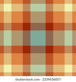 Tartan textile seamless of background fabric texture with a pattern plaid check vector in orange and red colors.