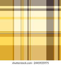 Tartan textile texture of background pattern vector with a check plaid fabric seamless in amber and yellow colors.