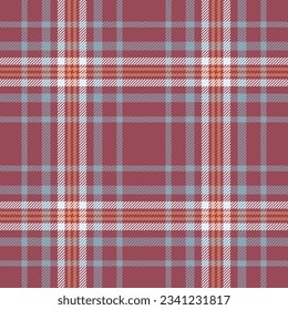 Tartan texture background of textile seamless plaid with a vector fabric pattern check in red and pastel colors.