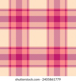 Tartan texture check of textile pattern fabric with a vector plaid background seamless in red and pink colors.