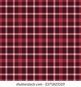 Patrón de textura de tartán de la marca de la tela de la marca de la marca, plaid con un vector de fondo sin costura textil en colores rojo y oscuro.