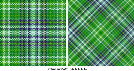 Tartan texture plaid. Vector pattern seamless. Check textile background fabric in set.