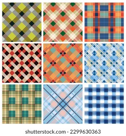 Tartan texture. Seamless background with square geometrical tartan pattern recent vector template