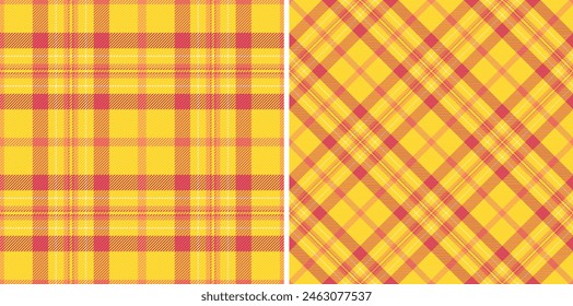 Tartan texture textile of vector seamless pattern with a plaid background fabric check. Set in food colors. Textured wall paint.