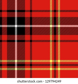 Tartan traditional checkered british fabric seamless pattern, black and red, vector