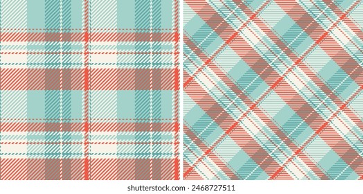 Tartan vector background of pattern textile plaid with a texture seamless check fabric set in summer colors.