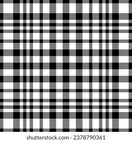 Tartan vector check of texture plaid background with a textile seamless pattern fabric in black and white colors.