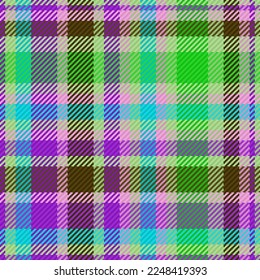 Tartan vector fabric. Plaid texture textile. Check pattern background seamless in turquoise and green colors.