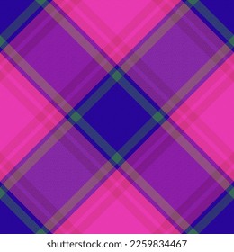 Tartan vector pattern. Check textile background. Plaid seamless fabric texture in green and violet colors.