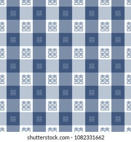 Tartan Vector Patterns, Chinese Blue And White Porcelain's Color, With The Chinese Word 'Double Happiness' For Wedding Celebration 