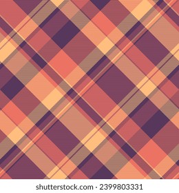 Tartán vectorial plaid de tejido textil patrón con un contraste de fondo sin costura en colores rojo y púrpura.