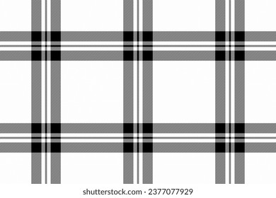 Tartan vector plaid of seamless fabric pattern with a check texture textile background in white and black colors.