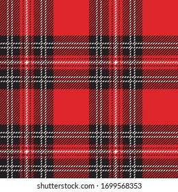Tartan vector. Scottish pattern red and black. Seamless modern geometric Christmas template.