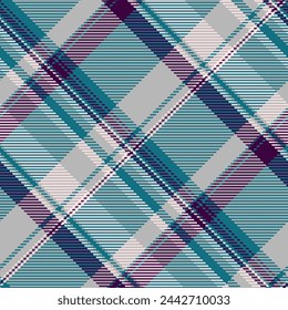 Tartan vector seamless of check textile texture with a pattern plaid background fabric in cyan and grey colors.