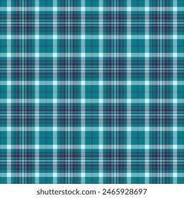 Tartan vector textile of plaid fabric check with a seamless background pattern texture in cyan and pastel colors.