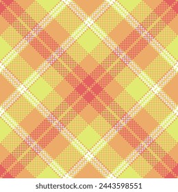 Tartan vector texture of check plaid seamless with a background pattern fabric textile in orange and lime colors.