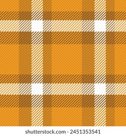 Tartan vector texture of plaid fabric check with a pattern background textile seamless in orange and white colors.