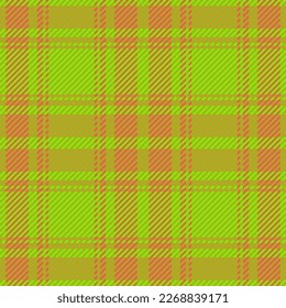 Tartan vector texture. Textile plaid pattern. Check background seamless fabric in orange and lime colors.