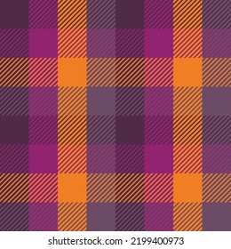 Tartan Violet Fall Seamless Pattern Plaid. Halloween Color  Plaid, Tartan Flannel Shirt Patterns. Trendy Tiles Vector Illustration For Wallpapers.