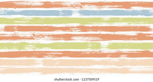 Tartan watercolor brush stripes seamless pattern. Red, pink, green and blue paintbrush lines horizontal seamless texture for background. Hand drown paint strokes decoration artwork. For print.