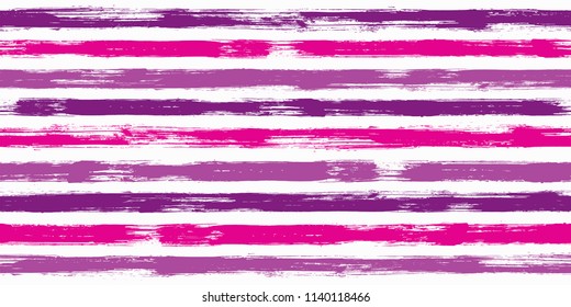 Tartan watercolor brush stripes seamless pattern. Pink, red and violet paintbrush lines horizontal seamless texture for backdrop. Hand drown paint strokes design artwork. For fabric.