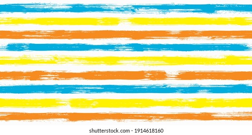 Tartan watercolor brush stripes seamless pattern. Ink paintbrush lines horizontal seamless texture for background. Hand drown paint strokes design artwork. For print.