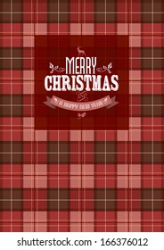 tartan/checked background christmas greeting template vector/illustration