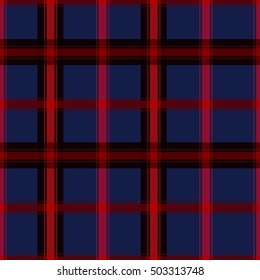 Tartan.Seamless checkered pattern.Red cell on a blue background.