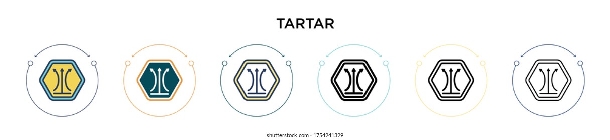 Icono de tartar en el estilo relleno, delgado, contorno y trazo. Ilustración vectorial de dos iconos de los vectores tártaros de color y negro se puede utilizar para móviles, ui, web