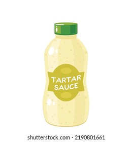 Botella de salsa de tártaro. Icono de dibujos animados de ilustraciones vectoriales aislado en fondo blanco.