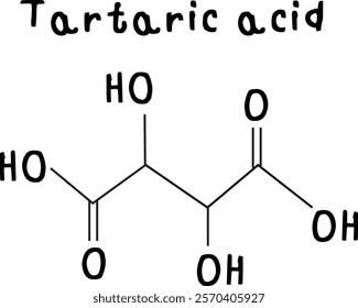 Tartaric acid,chemical structure of Tartaric acid AHA alpha Hydroxy acid illustration on transparency background