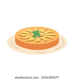 Tarte tatin. French cuisine, food, dish. Vector illustration isolated on white background