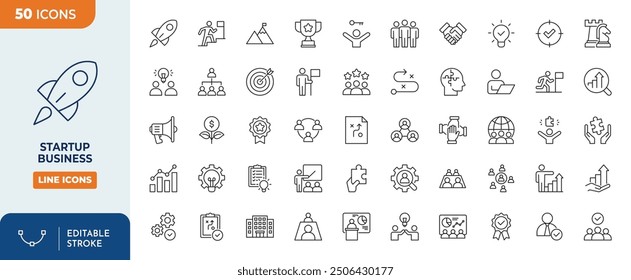 tartup business icon set line editable stroke	
