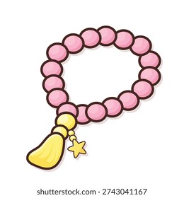 Tasbeeh beeds. prayer beeds vector. islamic prayer beeds cartoon illustration. ramadan elements. ramadan doodle illustration
