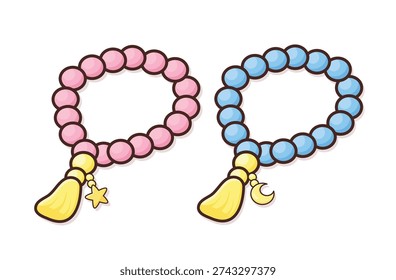 Tasbeeh beeds. prayer beeds vector. islamic prayer beeds cartoon illustration. ramadan elements. ramadan doodle illustration