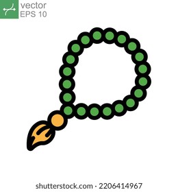 Tasbeeh, muslim Tasbih for glorify, zikir and dua, islamic rosary beads. Prayer ropes, ramadan equipment. prayer beads, tasbih, ramadan icon. Vector illustration. Design on white background. EPS 10